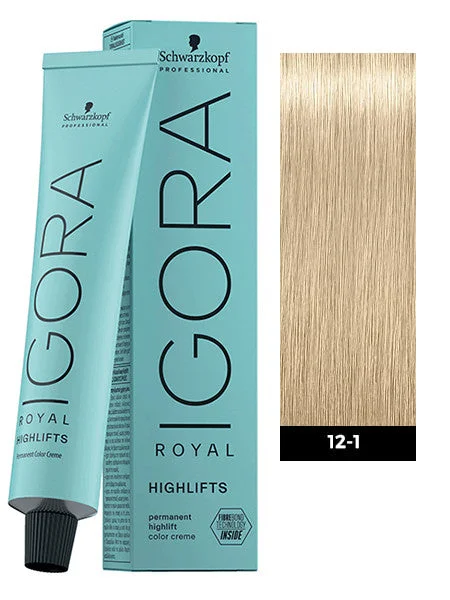 Schwarzkopf Igora Royal Highlifts 12-1 Special Blonde Cendre Hair Color 60ml | Permanent High Lift Color | Bond Protection