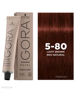 Schwarzkopf Professional Igora Royal Absolutes 5-80 Light Brown Red Natural Hair Color 60ml | Permanent Hair Color | 100% Gray Coverage