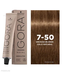 Schwarzkopf Professional Igora Royal Absolutes 7-50 Medium Blonde Gold Natural Hair Color 60ml | Permanent Hair Color | 100% Gray Coverage
