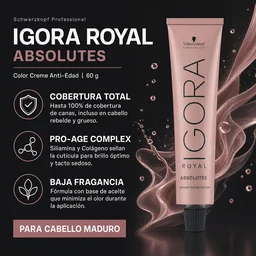 Schwarzkopf Professional Igora Royal Absolutes 7-60 Medium Blonde Chocolate Natural Hair Color 60ml | Permanent Hair Color | 100% Gray Coverage