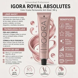 Schwarzkopf Professional Igora Royal Absolutes 7-60 Medium Blonde Chocolate Natural Hair Color 60ml | Permanent Hair Color | 100% Gray Coverage