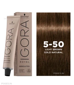 Schwarzkopf Professional Igora Royal Absolutes 5-50 Light Brown Gold Natural Hair Color 60ml | Permanent Hair Color | 100% Gray Coverage