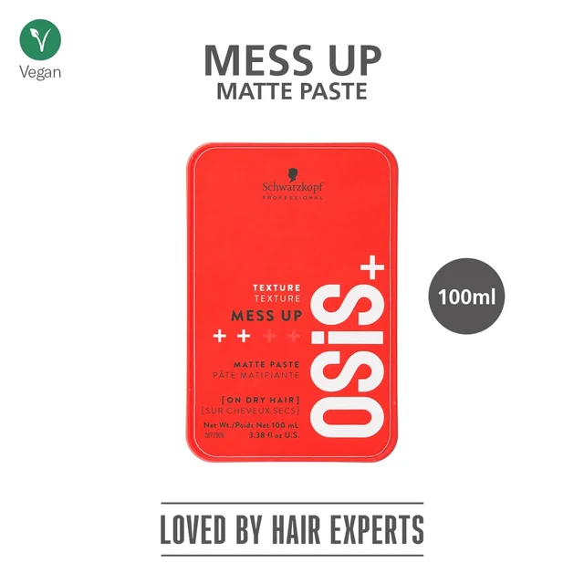 Schwarzkopf Professional OSiS+ Mess Up Matte Paste 100ml | Medium Hold Hair Styling Paste | Matte Finish