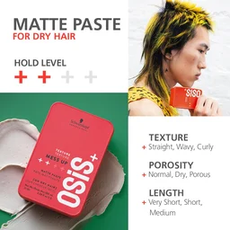 Schwarzkopf Professional OSiS+ Mess Up Matte Paste 100ml | Medium Hold Hair Styling Paste | Matte Finish