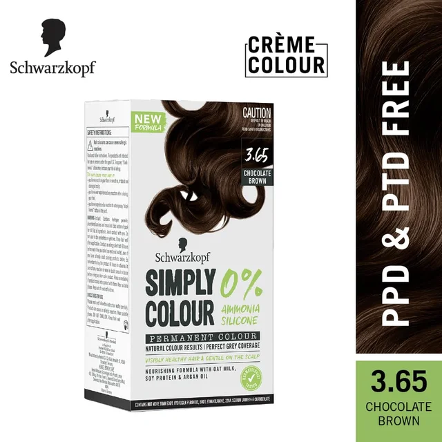 Schwarzkopf Simply Colour 3.65 Chocolate Brown Hair Color 142.5ml | Ammonia-Free | 100% Gray Coverage