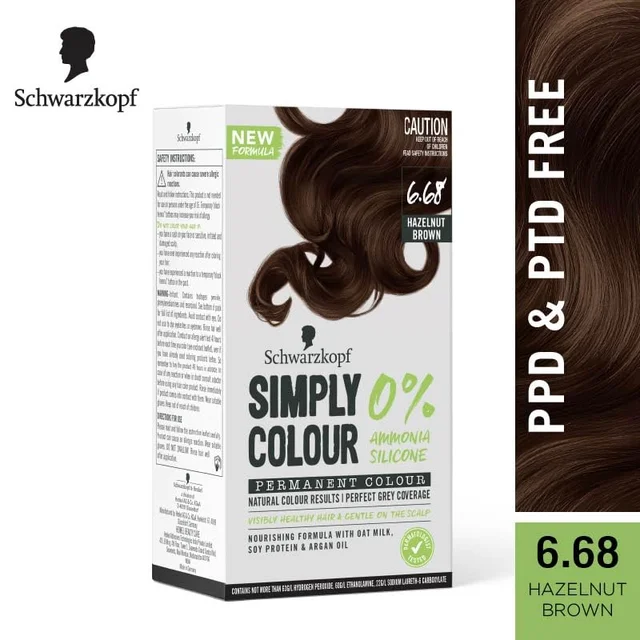 Schwarzkopf Simply Colour 6.68 Hazelnut Brown Hair Color 142.5ml | Ammonia-Free | 100% Gray Coverage