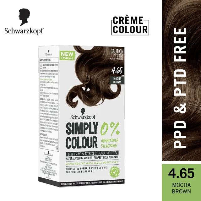Schwarzkopf Simply Colour 4.65 Mocha Brown Hair Color 142.5ml | Ammonia-Free | 100% Gray Coverage