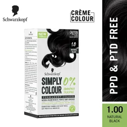 Schwarzkopf Simply Colour 1.0 Natural Black Hair Color 142.5ml | Ammonia-Free | 100% Gray Coverage