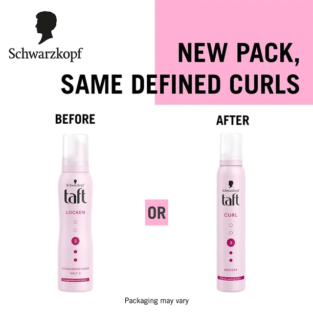 Schwarzkopf Taft Curl Hold 3 Hair Mousse | Medium Hold | Curl Definition & Frizz Control