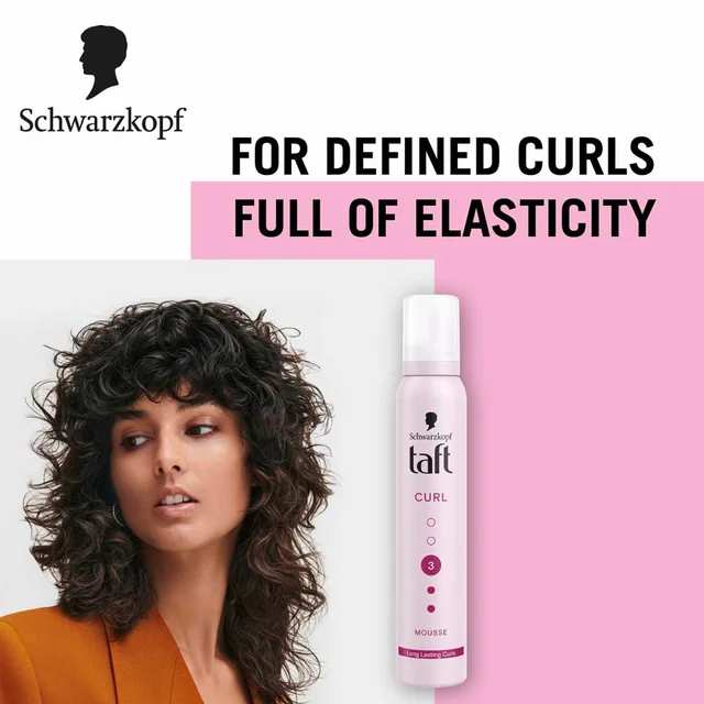 Schwarzkopf Taft Curl Hold 3 Hair Mousse | Medium Hold | Curl Definition & Frizz Control