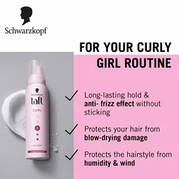 Schwarzkopf Taft Curl Hold 3 Hair Mousse | Medium Hold | Curl Definition & Frizz Control