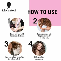 Schwarzkopf Taft Curl Hold 3 Hair Mousse | Medium Hold | Curl Definition & Frizz Control
