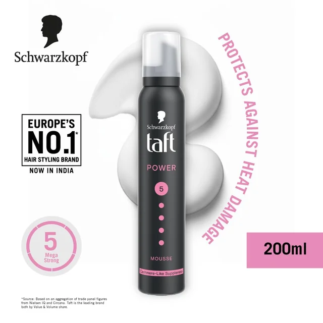 Schwarzkopf Taft Power Mousse | Strong Hold Hair Styling Mousse | Volume & Frizz Control