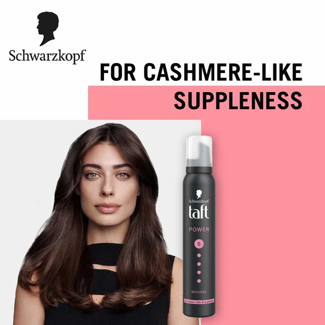 Schwarzkopf Taft Power Mousse | Strong Hold Hair Styling Mousse | Volume & Frizz Control