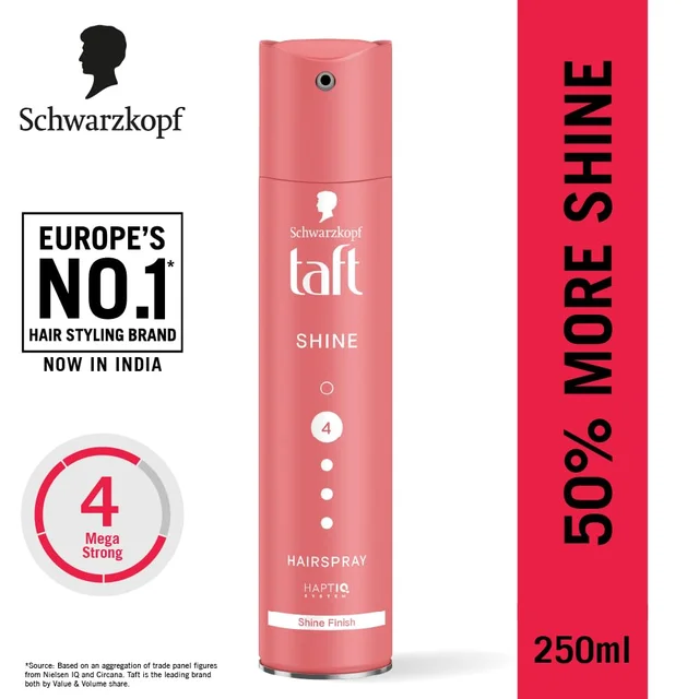 Schwarzkopf Taft Shine Hair Spray 250ml | Strong Hold 4 | Shiny & Frizz-Free Hair