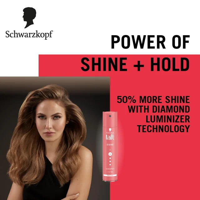 Schwarzkopf Taft Shine Hair Spray 250ml | Strong Hold 4 | Shiny & Frizz-Free Hair