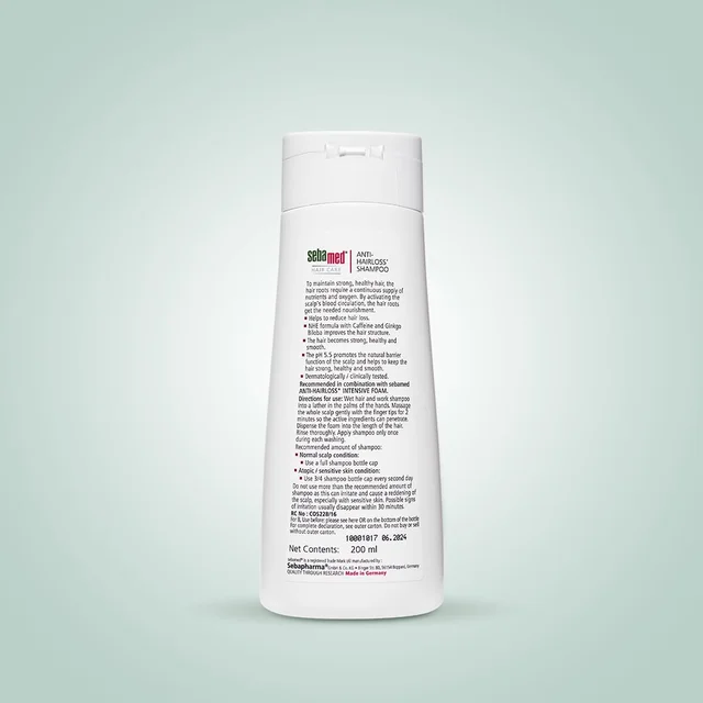 Sebamed Anti-Hairloss Shampoo 200ml| pH 5.5 | Clinically Proven Formula with NHE & Caffeine | Reduces Hair Fall & Strengthens Hair | Dermatologically Tested