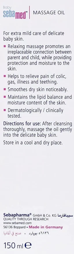 Sebamed Baby Soothing Massage Oil 150ml | pH 5.5 for Gentle & Moisturizing Care | Enriched with Natural Oils to Soothe & Hydrate Baby's Skin | Dermatologically Tested