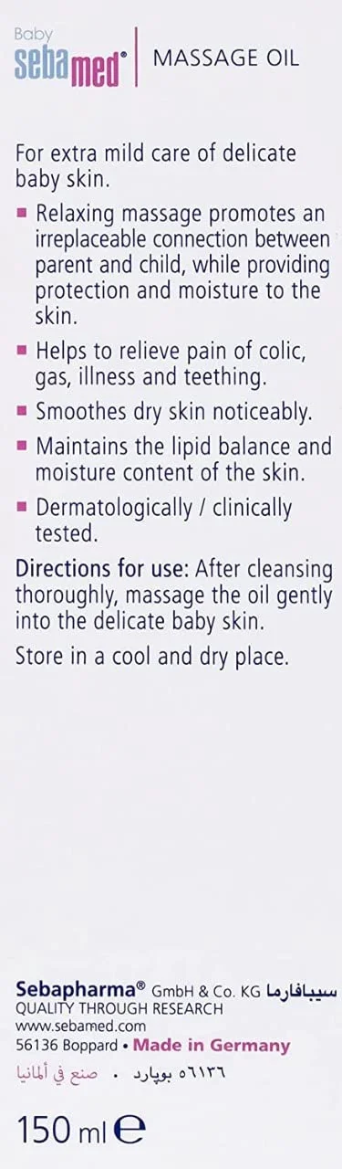 Sebamed Baby Soothing Massage Oil 150ml | pH 5.5 for Gentle & Moisturizing Care | Enriched with Natural Oils to Soothe & Hydrate Baby's Skin | Dermatologically Tested