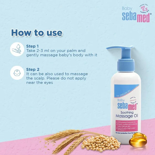Sebamed Baby Soothing Massage Oil 150ml | pH 5.5 for Gentle & Moisturizing Care | Enriched with Natural Oils to Soothe & Hydrate Baby's Skin | Dermatologically Tested