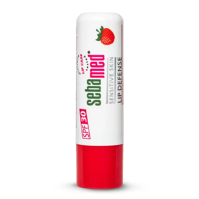 Seba Med Sebamed Lip Defense Strawberry 4.8g | SPF 30 Lip Balm with Natural Oils & Vitamin E | Heals Dry, Chapped Lips | UV Protection | Dermatologically Tested