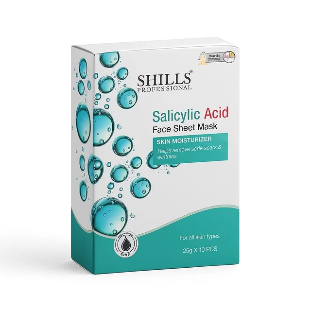 Shills Professional Face Sheet Mask Pack Of 10 with Salicylic Acid | Moisturizing & Soothing Care | Calms & Hydrates Skin | Reduces Irritation & Redness | Suitable for All Skin Types - 10 pc
