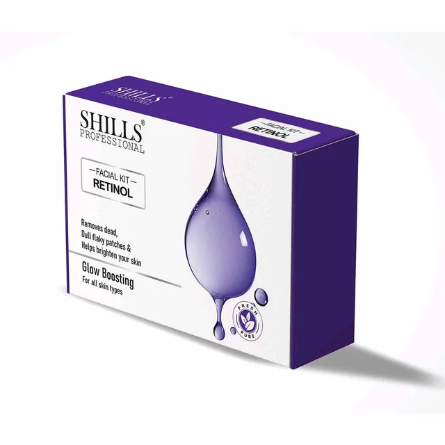 Shills Professional SHILLS PROFESSIONAL Retinol Facial Kit | Glow Boosting Facial for Brightening, Hydration, Anti-Aging & Skin Rejuvenation | 17 Variants | Salon-Style Glow at Home for All Skin Types