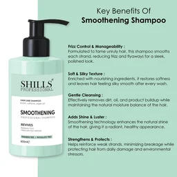 Shills Professional Smoothening Shampoo 500ml for Frizz Control & Silky Hair | Keratin Enriched Formula for Smooth, Shiny & Manageable Hair | For Dry & Damaged Hair