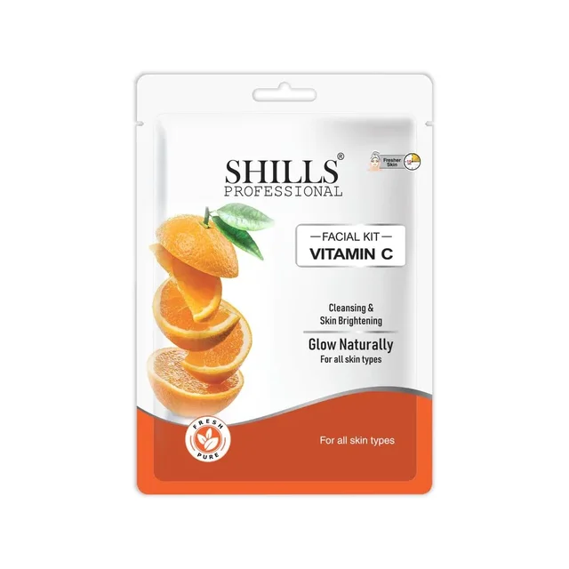 Shills Professional SHILLS PROFESSIONAL Vitamin C Facial Kit | Complete Facial Care for Cleansing & Skin Brightening | Vitamin C Glow Facial for All Skin Types | Instant Radiance & Hydration at Home