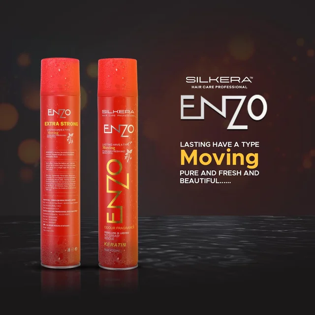 Silkera Professional Silkera Enzo Hair Spray 420ml Red | Keratin Enhanced Long-Lasting Hair Spray | No Greasy Residue | Suitable for All Hair Types | Salon & Home Use