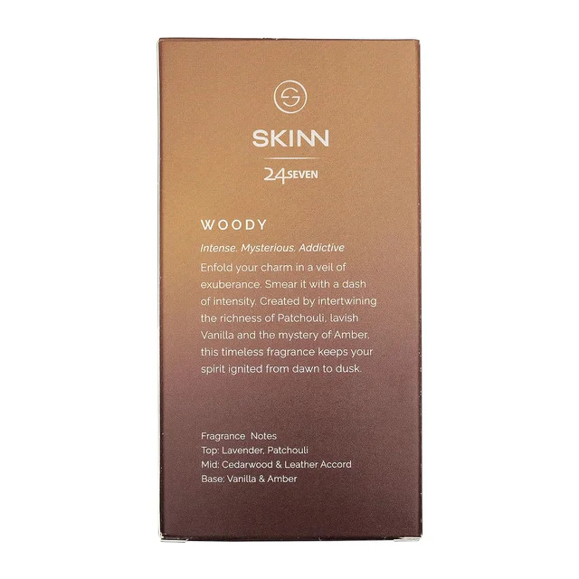 Skinn Titan Skinn 24Seven Woody Eau De Parfum for Men 100ml | Bold & Long-Lasting Fragrance | Warm & Woody Notes | Perfect for Evening Wear | Premium Perfume for Men