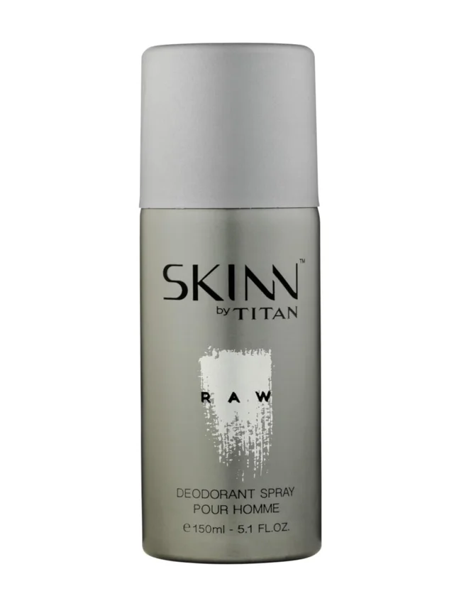 Skinn by Titan Raw Deodorant Spray for men 150ml |Bold Woody & Spicy Fragrance | Long-Lasting Freshness | Odor Protection for Active Days & Special Occasions
