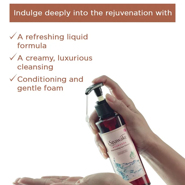 Spawake Ayurveda Rejuvenating Face Cleanser - 190ml | Refreshes Skin | Face Wash with Natural Extracts | Hydrating | Removes Dirt & Impurities | Dermatologically Tested | For All Skin Type