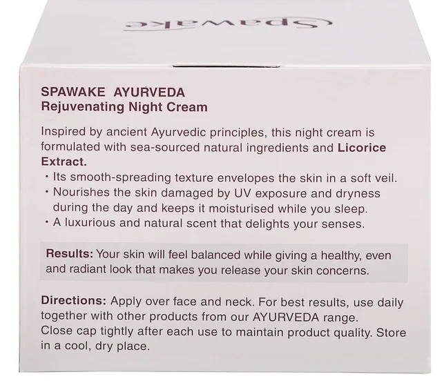 Spawake Ayurveda Rejuvenating Night Cream-50g | Reduce Inflammation | Boosts Skin Elasticity | Deeply Hydrates & Nourishes | Fine Line Reduction | Overnight Skin Care | for All Skin Types