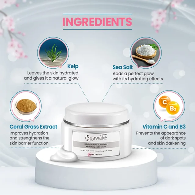 Spawake Brightening Solution Revitalising Night Cream 50g | for Soft, Smooth skin | Night Cream for Dark Spots | Non-greasy Formula | Skin Repair Night | for All Skin Types