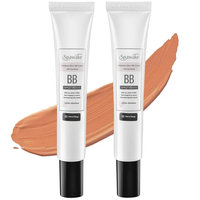Spawake Moisture Glow BB Cream 02 Natural Beige Pack of 2x30g| SPF27/Pa+++ | Non Clogging to Pores | Dermatologist Tested | Radiant Finish | Sun Protection | For All Skin Types