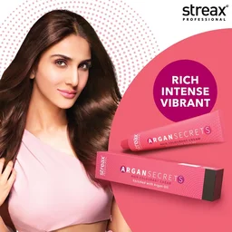 Streax Color Tube Argan Secrates 7.44 Intense Copper Blonde, 60g | Ammonia-Free & Long-Lasting | Enriched with Argan & Walnut Oil for Vibrant Hair Color | Soft & Smooth Hair | Full Grey Coverage.