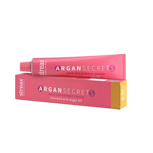 Streax Professional Argan Secrets Hair Color Light Beige Blonde 8.32 60g | Permanent Hair Colour with Argan Oil