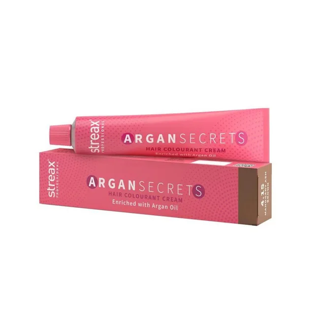 Streax Argan Secrets Hair Color 4.15 Mahogany Ash Brown 60g | Long-Lasting Color, Argan & Walnut Oil | Full Grey Coverage - Mahogany Ash Brown