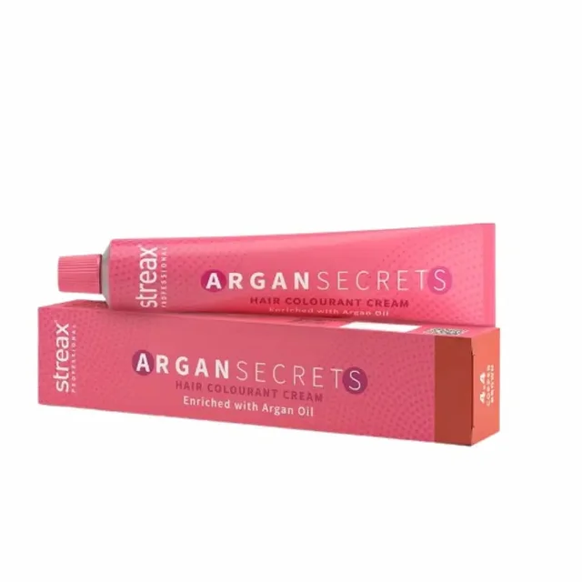 Streax Argan Secrets Hair Color 4.4 Dark Copper Brown 60g | Long-Lasting Color, Argan & Walnut Oil | Full Grey Coverage - Dark Copper Brown