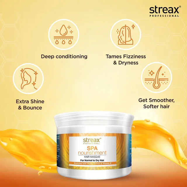 Streax Professional Spa Nourishment Hair Masque 500g with Honey & Vitamin E | For Normal to Dry Hair