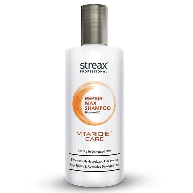 Streax Professional Vitariche Care Repair Max Shampoo 300ml | Enriched with Biotin & Antioxidants | Repairs Dry & Damaged Hair | Reduces Breakage & Restores Strength