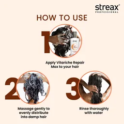 Streax Professional Vitariche Care Repair Max Shampoo 300ml | Enriched with Biotin & Antioxidants | Repairs Dry & Damaged Hair | Reduces Breakage & Restores Strength