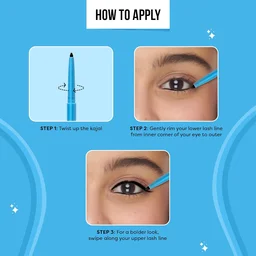Sugar Pop 24-Hour Waterproof Matte Kajal - Black | Smudge-Proof, Transfer-Proof, Highly Pigmented Eye Kajal | Long-Lasting Matte Finish with Smooth Glide | Sharpener Included