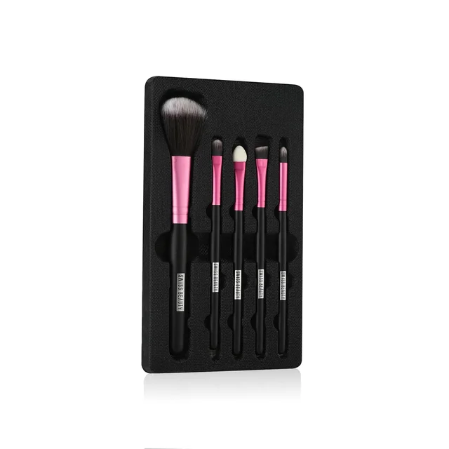 Swiss Beauty 5 Pcs Makeup Brush Set | Pink 03 | High Quality Synthetic Fibre