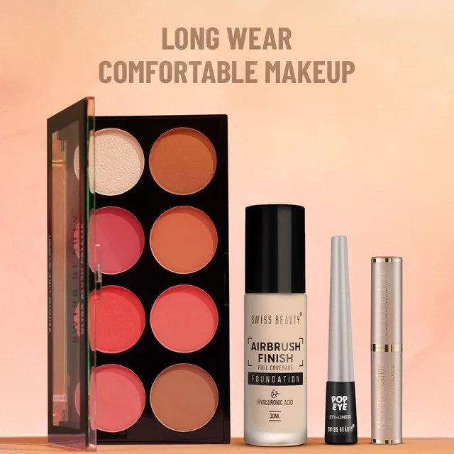 Swiss Beauty 8-in-1 Ultra Blush Palette | Pigmented Blusher | Flawless Glow | Matte & Shimmer Shades for All-Day Glow | Get Radiant, Long-Lasting | Highlight & Contour| blendable shades | Shade-5, 16gm