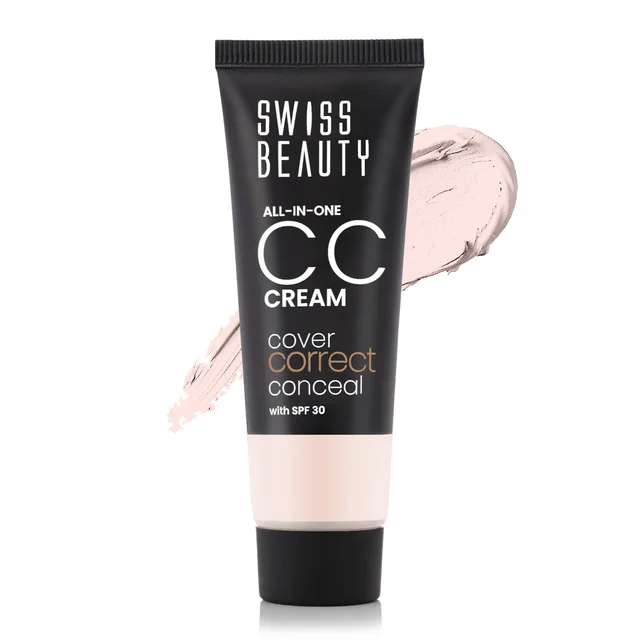 Swiss Beauty All-In-One Lightweight Light Ivory CC Cream 25g with SPF 30 | Covers, Corrects & Conceals | Hydrating, Long-Lasting & Perfect for Daily Use