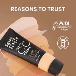 Swiss Beauty All-In-One Lightweight Light Ivory CC Cream 25g with SPF 30 | Covers, Corrects & Conceals | Hydrating, Long-Lasting & Perfect for Daily Use
