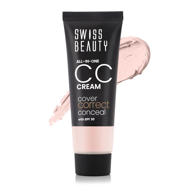 Swiss Beauty All-In-One Lightweight Soft Ivory CC Cream 25g with SPF 30 | Covers, Corrects & Conceals | Hydrating, Long-Lasting & Perfect for Daily Use