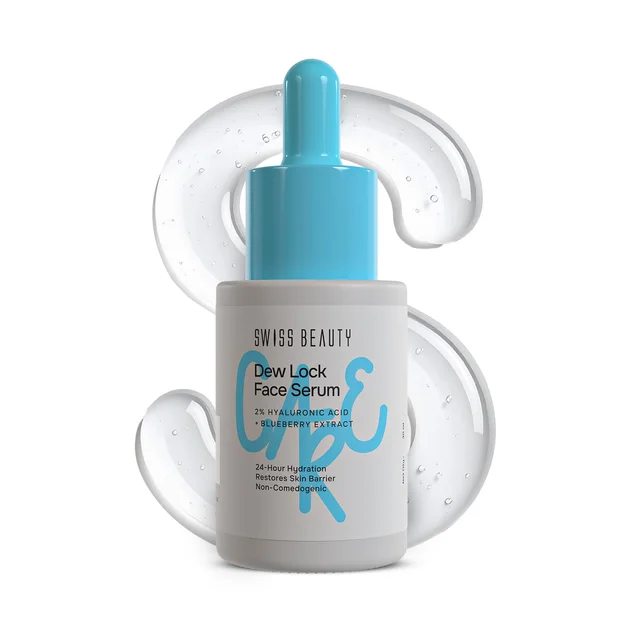 Swiss Beauty Care Dew Lock Face Serum 30ml | 2% Hyaluronic Acid & Blueberry Extract | 24-Hour Hydration | Lightweight, Fast-Absorbing Formula | Plumps, Softens & Revives Dull Skin